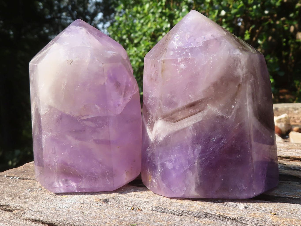 Polished Gemmy Clear Amethyst Points  x 2 From Madagascar - TopRock
