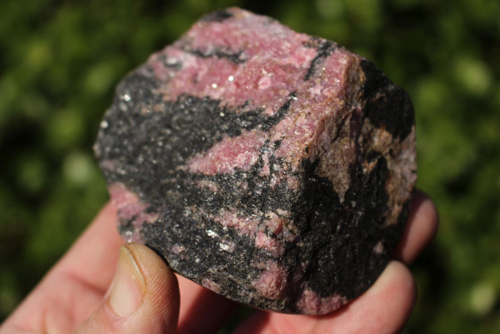 Polished One Sided Pink Rhodonite with Chromite Specimens  x 4 From Madagascar - TopRock