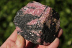 Polished One Sided Pink Rhodonite with Chromite Specimens  x 4 From Madagascar - TopRock
