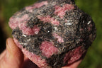 Polished One Sided Pink Rhodonite with Chromite Specimens  x 4 From Madagascar - TopRock
