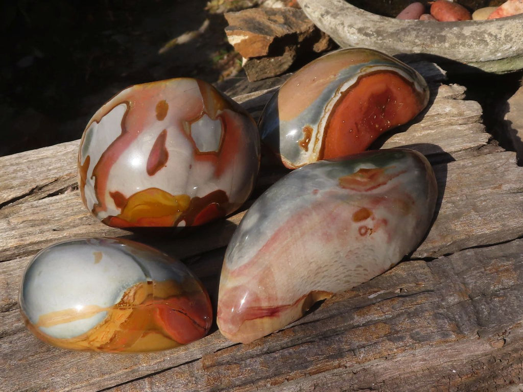 Polished Polychrome Jasper Domed Pieces  x 4 From Madagascar - Toprock Gemstones and Minerals 