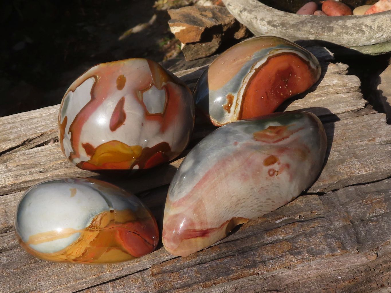Polished Polychrome Jasper Domed Pieces  x 4 From Madagascar - Toprock Gemstones and Minerals 