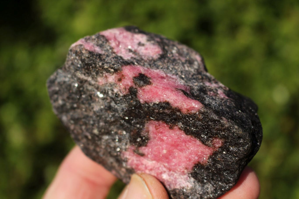 Polished One Sided Pink Rhodonite with Chromite Specimens  x 4 From Madagascar - TopRock