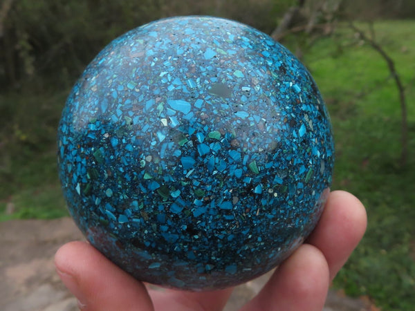 Polished Conglomerate Chrysocolla Sphere With Azurite & Malachite x 1 From Congo - TopRock
