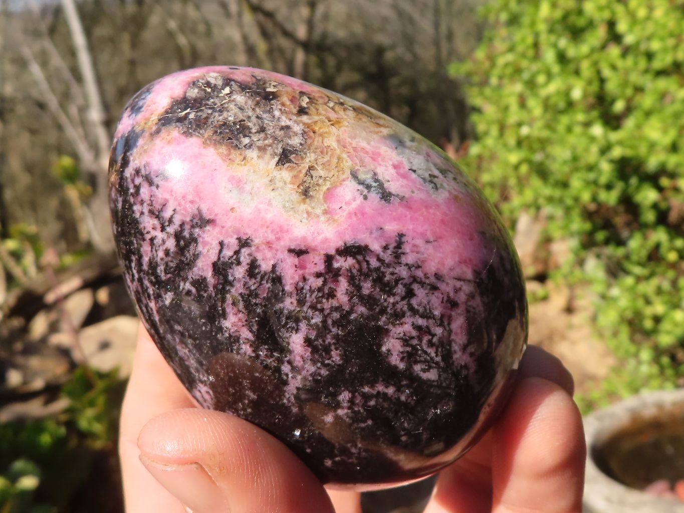 Polished Extra Large Rhodonite Gemstone Eggs x 4 From Madagascar - Toprock Gemstones and Minerals 