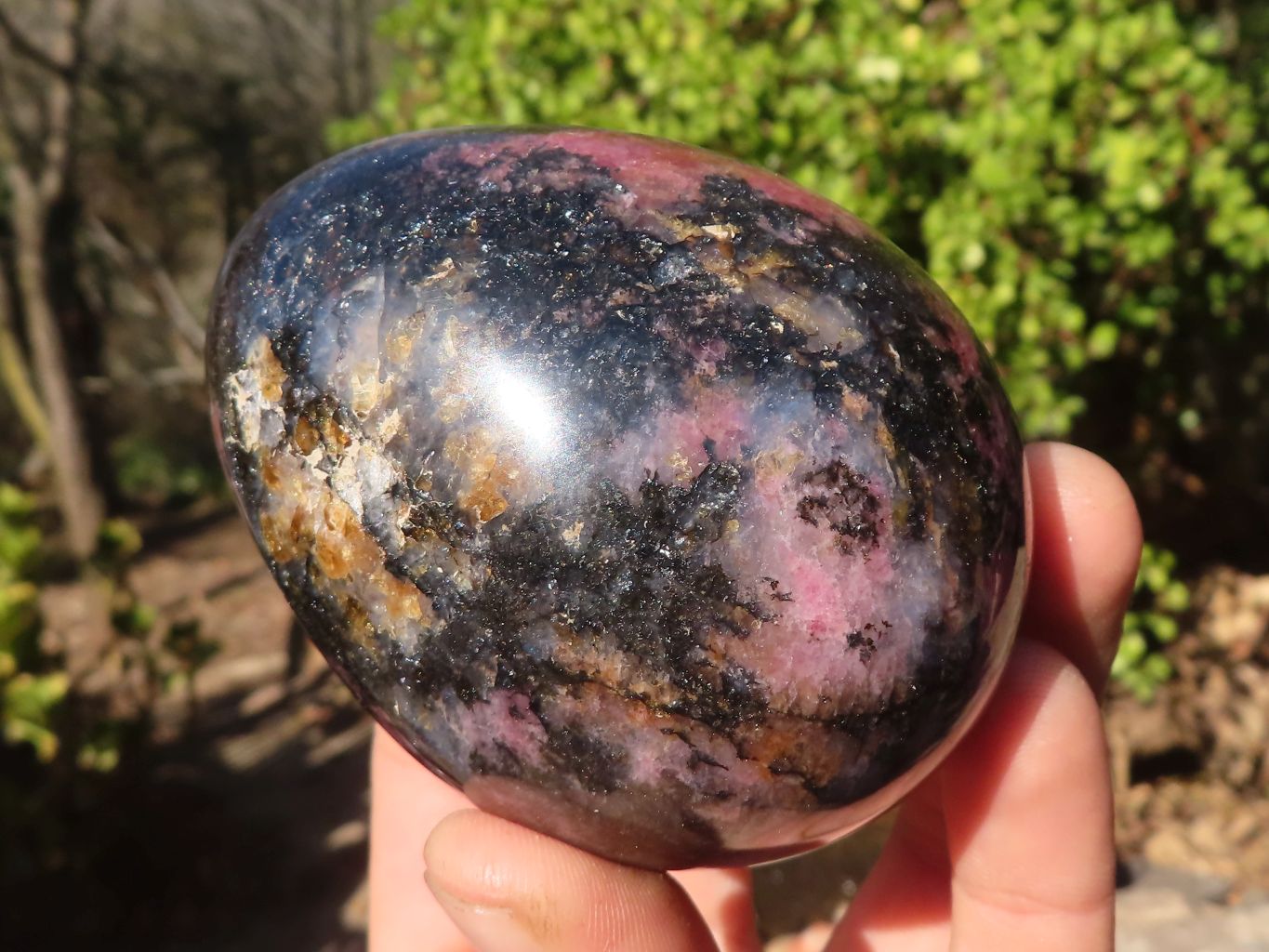 Polished Extra Large Rhodonite Gemstone Eggs x 4 From Madagascar - Toprock Gemstones and Minerals 