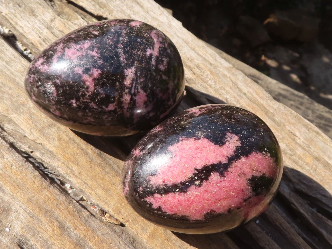 Polished Extra Large Rhodonite Gemstone Eggs x 4 From Madagascar - Toprock Gemstones and Minerals 