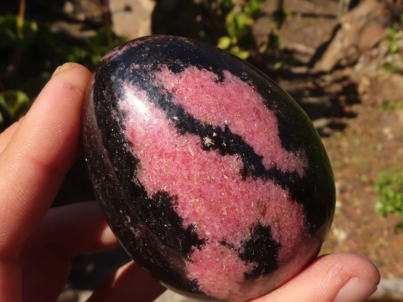 Polished Extra Large Rhodonite Gemstone Eggs x 4 From Madagascar - Toprock Gemstones and Minerals 