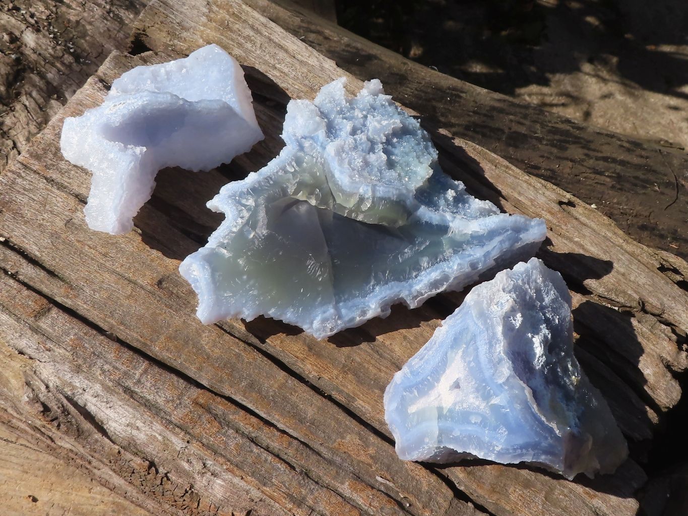Natural Etched Blue Chalcedony Specimens  x 3 From Nsanje, Malawi - Toprock Gemstones and Minerals 
