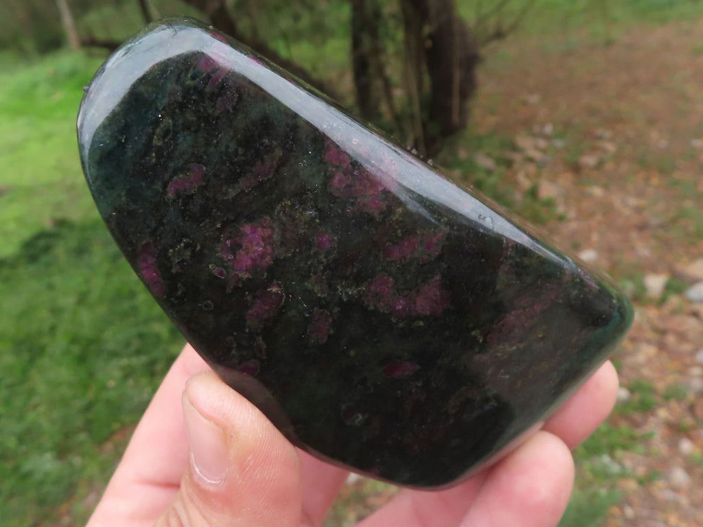 Polished Fluorescent Ruby Corundum In Chrome Verdite Free Forms x 5 From Zimbabwe - TopRock