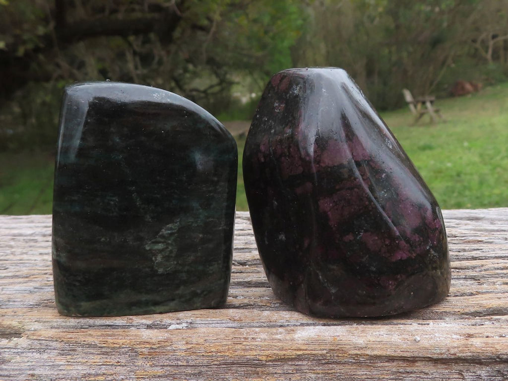 Polished Fluorescent Ruby Corundum In Chrome Verdite Free Forms x 5 From Zimbabwe - TopRock