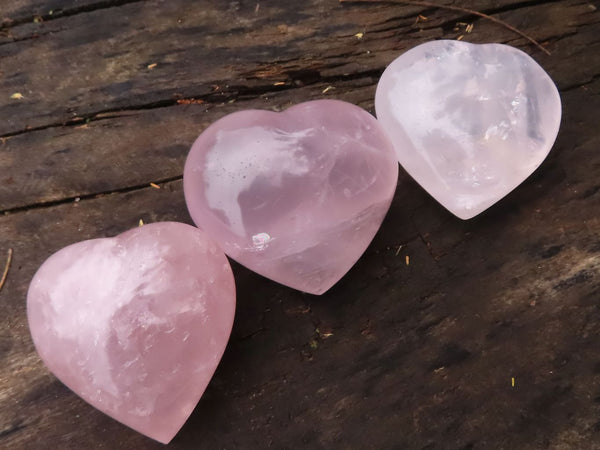 Polished Gemmy Pink Rose Quartz Hearts  x 6 From Ambatondrazaka, Madagascar - TopRock