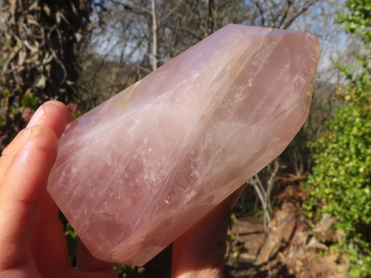 Polished Gemmy Rose Quartz Points x 3 From Madagascar - Toprock Gemstones and Minerals 
