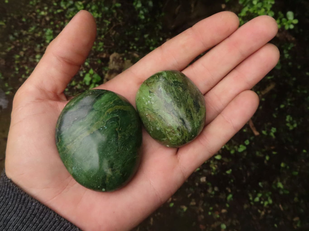 Polished Green Verdite Palm Stones  x 12 From Zimbabwe - TopRock