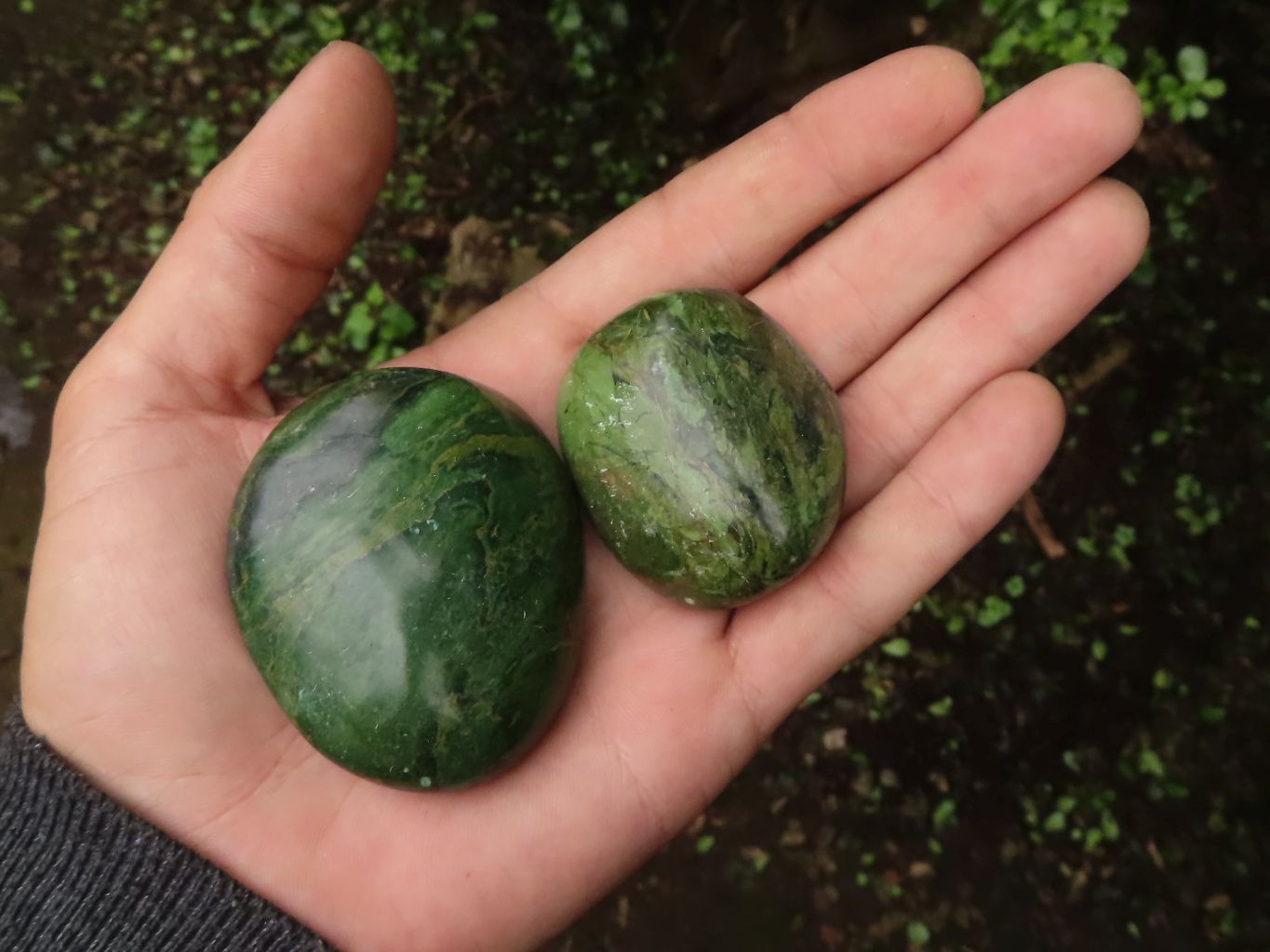 Polished Green Verdite Palm Stones  x 12 From Zimbabwe - TopRock