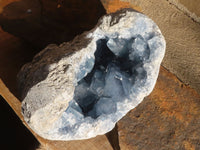 Natural Large Blue Celestite Geode With Gemmy Centred Crystals  x 1 From Sakoany, Madagascar - Toprock Gemstones and Minerals 