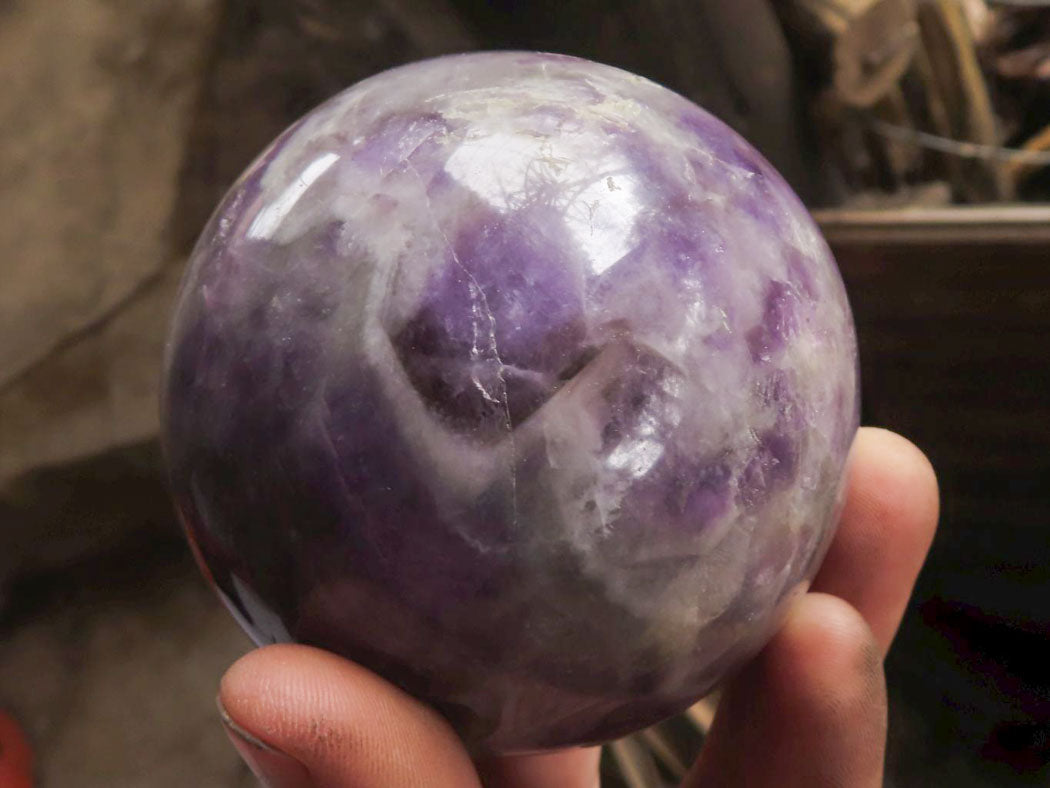 Polished Amethyst Spheres With Smokey-White Patterns  x 2 From Madagascar - TopRock