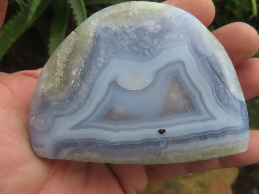 Polished Blue Lace Agate Standing Free Forms  x 2 From Nsanje, Malawi - Toprock Gemstones and Minerals 