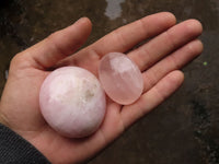 Polished Gemmy Pink Rose Quartz Palm Stones  x 24 From Madagascar - TopRock