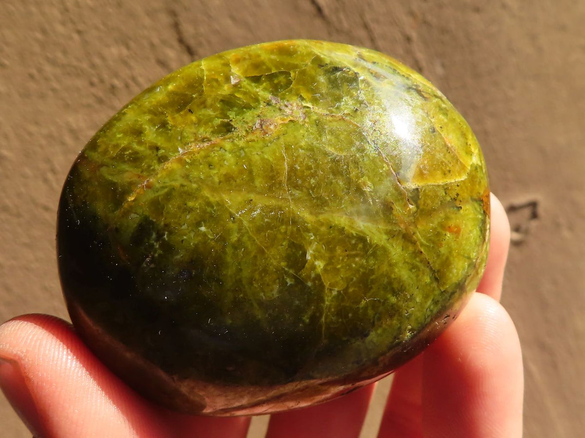 Polished Green Opal Galet / Palm Stones x 12 From Antsirabe, Madagascar - Toprock Gemstones and Minerals 