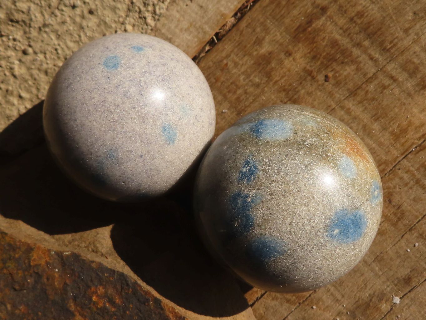 Polished Blue Spotted Spinel Quartz Spheres x 6 From Madagascar - Toprock Gemstones and Minerals 