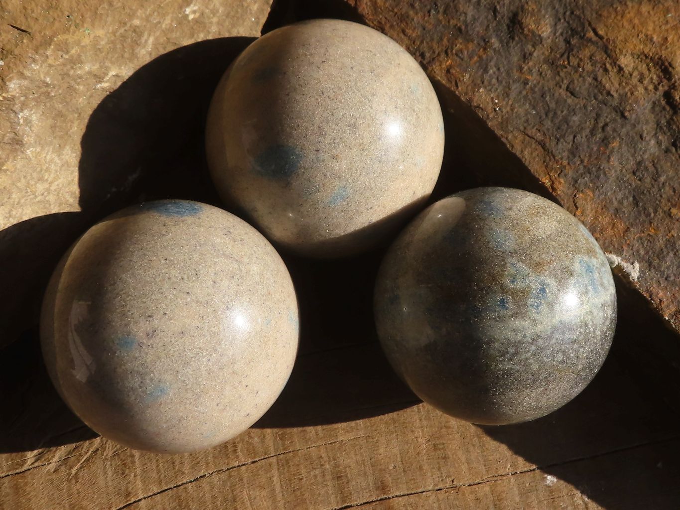 Polished Blue Spotted Spinel Quartz Spheres x 6 From Madagascar - Toprock Gemstones and Minerals 