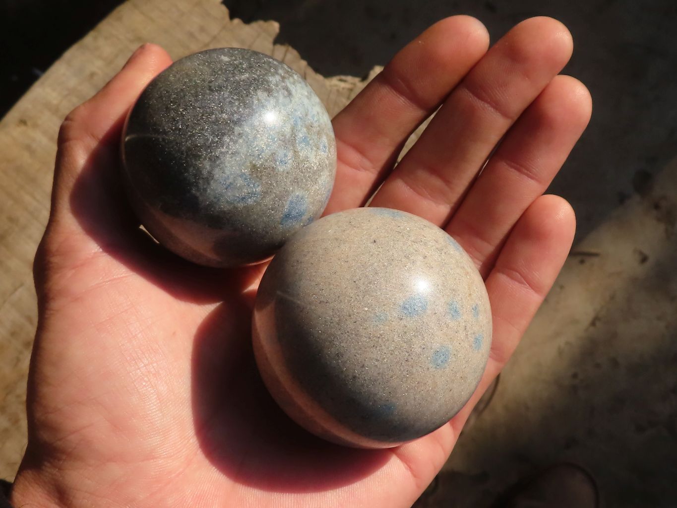 Polished Blue Spotted Spinel Quartz Spheres x 6 From Madagascar - Toprock Gemstones and Minerals 