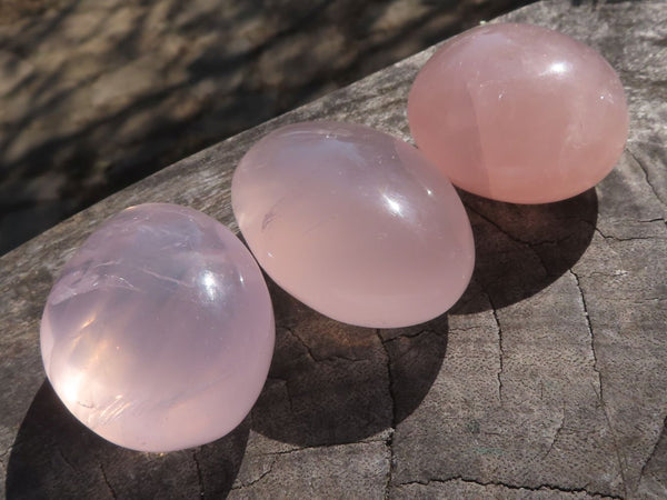 Polished Stunning Gemmy Pink Rose Quartz Palm Stones  x 12 From Madagascar