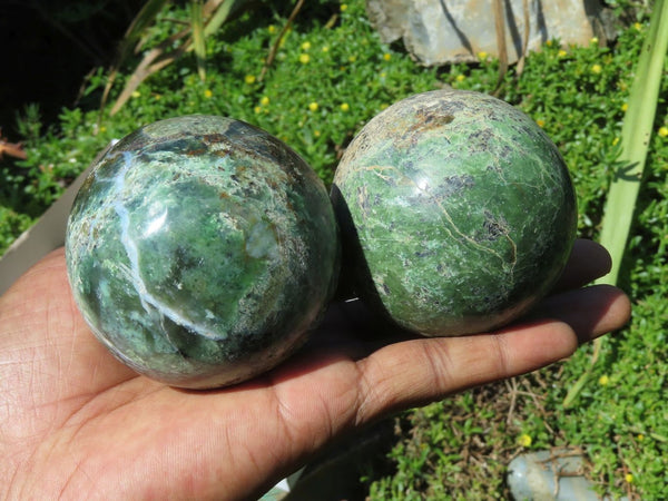Polished Complex Pattern Chrysoprase Spheres x 6 From Madagascar - TopRock