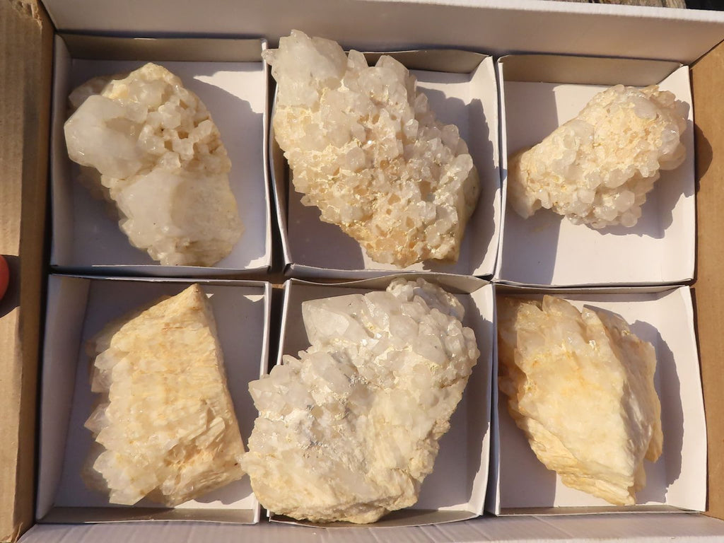 Natural "Cathedral Window" Candle Quartz Formations  x 6 From Madagascar - Toprock Gemstones and Minerals 