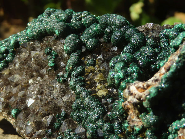 Natural Rare Ball Malachite On Drusy Quartz & Dolomite Matrix  x 1 From Kambove, Congo - Toprock Gemstones and Minerals 