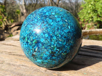 Polished  Conglomerate Chrysocolla Sphere With Azurite & Malachite  x 1 From Congo - Toprock Gemstones and Minerals 