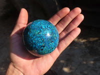 Polished  Conglomerate Chrysocolla Sphere With Azurite & Malachite  x 1 From Congo - Toprock Gemstones and Minerals 