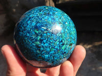 Polished  Conglomerate Chrysocolla Sphere With Azurite & Malachite  x 1 From Congo - Toprock Gemstones and Minerals 