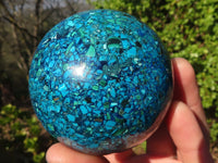 Polished  Conglomerate Chrysocolla Sphere With Azurite & Malachite  x 1 From Congo - Toprock Gemstones and Minerals 