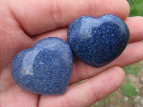 Polished Mini Highly Selected Blue Lazulite Hearts x 35 From Madagascar - TopRock
