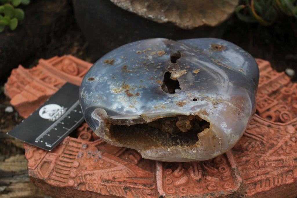 Polished Agate Geode With A Crystalline Golden Limonite Centre  x 1 From Madagascar - TopRock