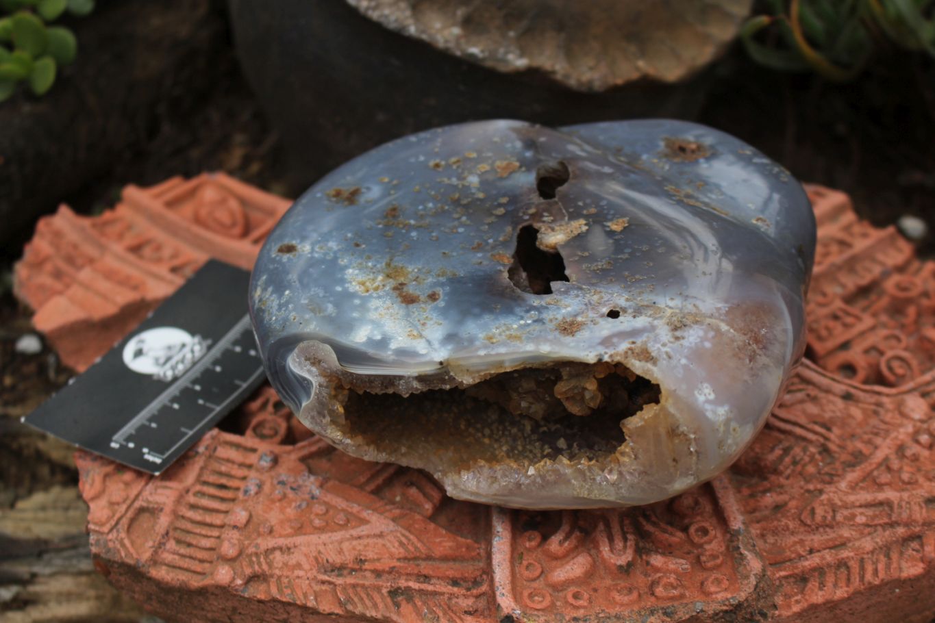 Polished Agate Geode With A Crystalline Golden Limonite Centre  x 1 From Madagascar - TopRock