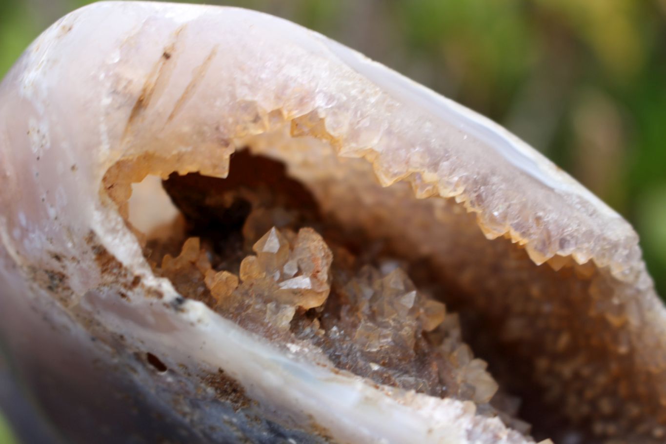 Polished Agate Geode With A Crystalline Golden Limonite Centre  x 1 From Madagascar - TopRock