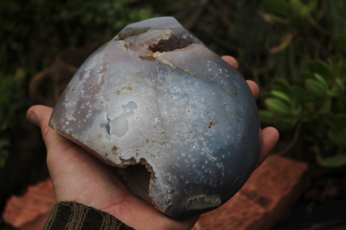 Polished Agate Geode With A Crystalline Golden Limonite Centre  x 1 From Madagascar - TopRock