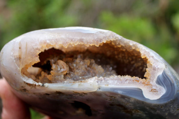 Polished Agate Geode With A Crystalline Golden Limonite Centre  x 1 From Madagascar - TopRock