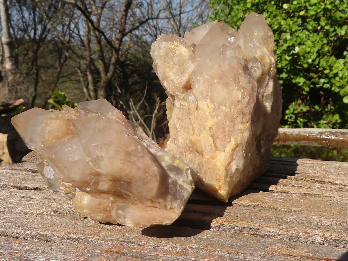 Natural Cascading Smokey Quartz Clusters x 2 From Luena, Congo - Toprock Gemstones and Minerals 