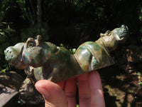 Polished Verdite Hippo Carvings  x 3 From Zimbabwe - TopRock