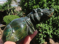Polished Verdite Hippo Carvings  x 3 From Zimbabwe - TopRock
