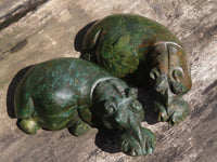 Polished Verdite Hippo Carvings  x 3 From Zimbabwe - TopRock