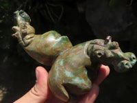 Polished Verdite Hippo Carvings  x 3 From Zimbabwe - TopRock