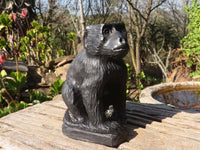 Polished  Black Soapstone Baboon Carving x 1 From Zimbabwe - Toprock Gemstones and Minerals 