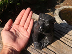 Polished  Black Soapstone Baboon Carving x 1 From Zimbabwe - Toprock Gemstones and Minerals 