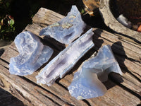 Natural Etched Blue Chalcedony Specimens  x 4 From Nsanje, Malawi - Toprock Gemstones and Minerals 