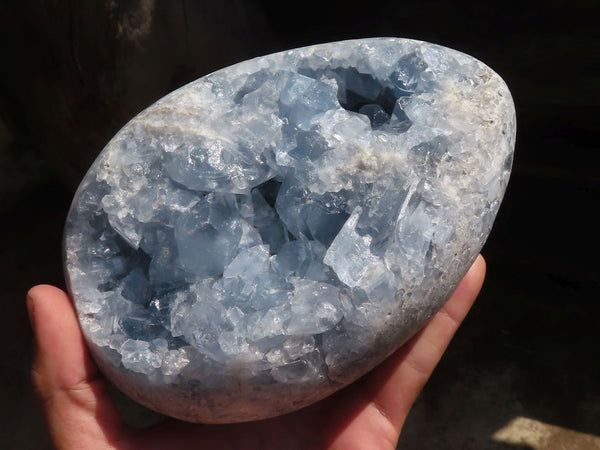 Polished Extra Large Blue Celestite Egg  x 1 From Sakoany, Madagascar - Toprock Gemstones and Minerals 